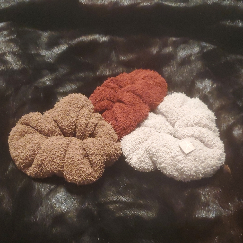Barefoot Dreams Textured Hair Scrunchies - Brown, Rust, Cream